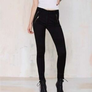 NWT Nasty Gal Jeans Womens 26 Let It Ride Black Moto Skinny